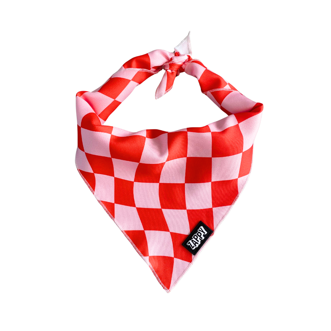 Red Wavy Checker Bandana