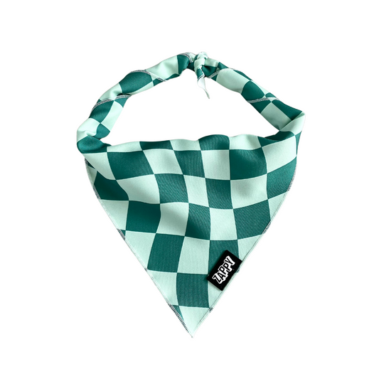 Green Wavy Checkers Bandana